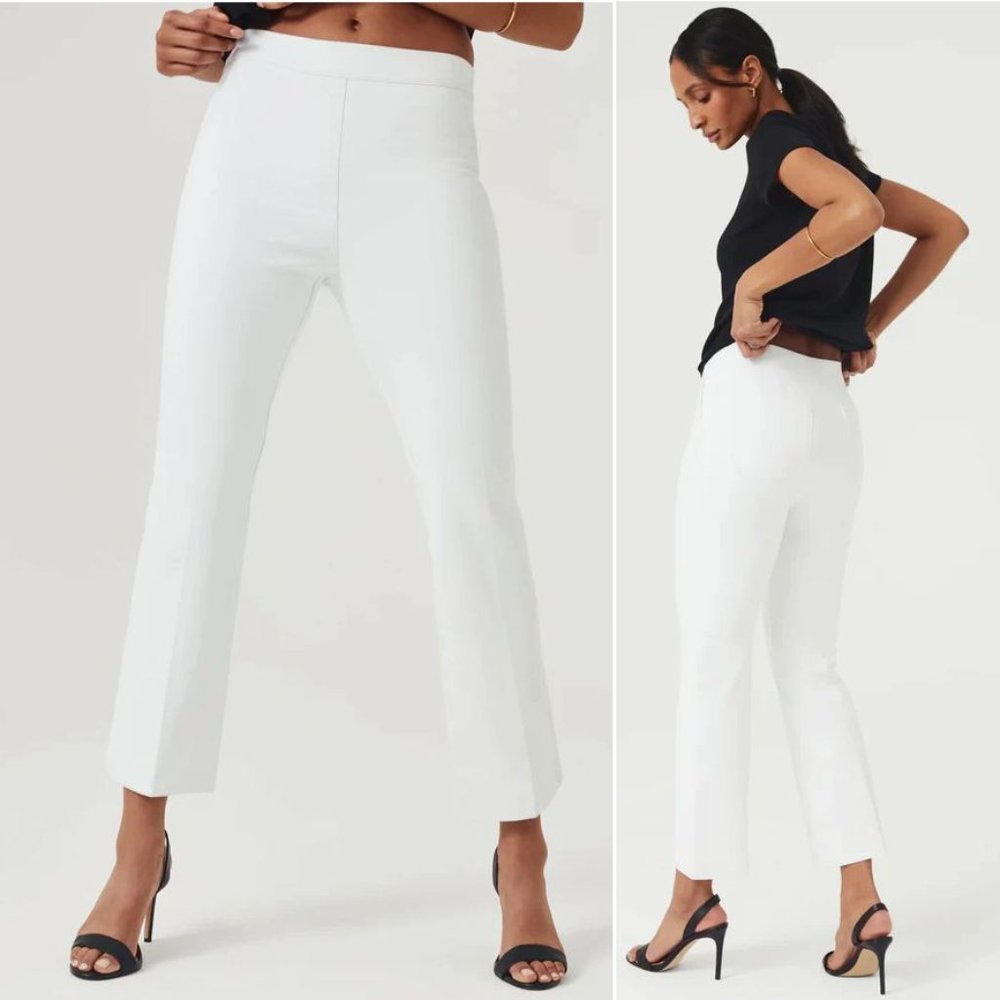 SPANX On-The-Go Kick Flare Pull-on PANTS Size XL Tall White Stretch NEW 20373T